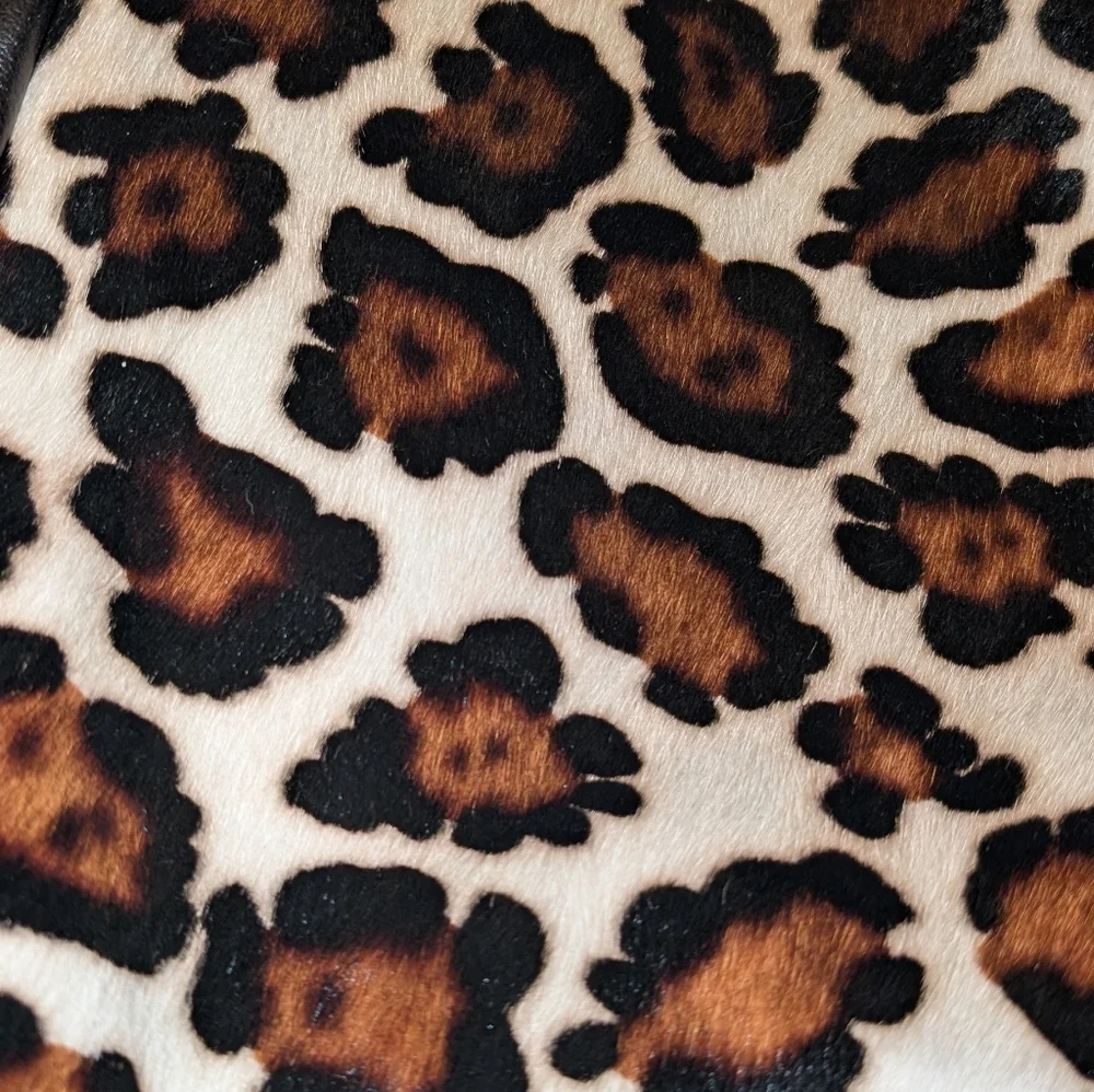 NWT Marco Buggiani Leather and Leopard Print Hide Hobo Shoulder Bag - Picture 2 of 9